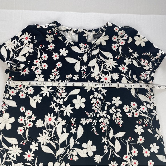 J Jill Wearever Collection Floral Shift Dress‎ Black White Short Sleeve Size M - Picture 13 of 14